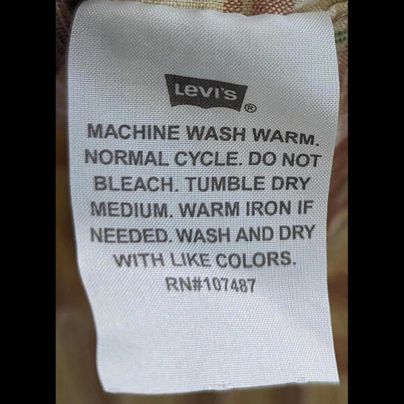 Levis Shirt Mens M Medium Med Plaid Red Tab Khaki Checkered Short Sleeve Button - Picture 4 of 4